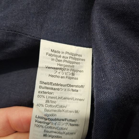 J. Crew Navy Blue Linen Tie Front Jumpsuit - Picture 6 of 8